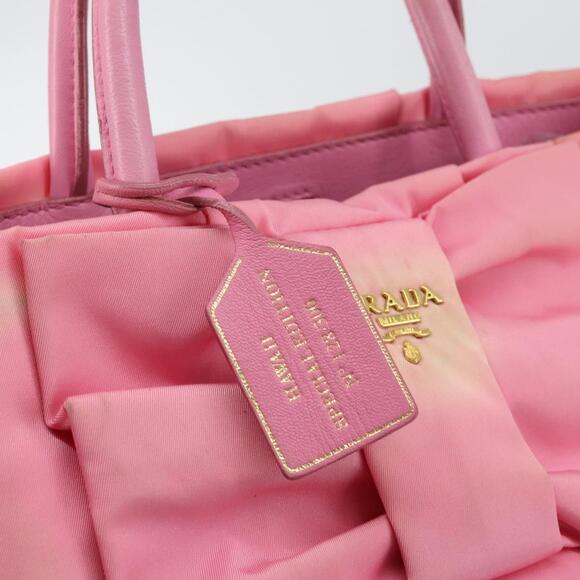 PRADA Hand Bag Nylon Pink Gold Auth 146881 - Picture 10 of 16